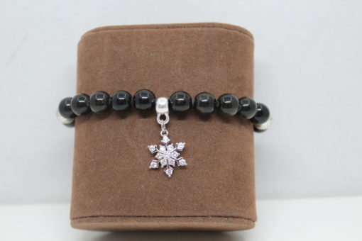 Bracelet Flocon Obsidienne Argent