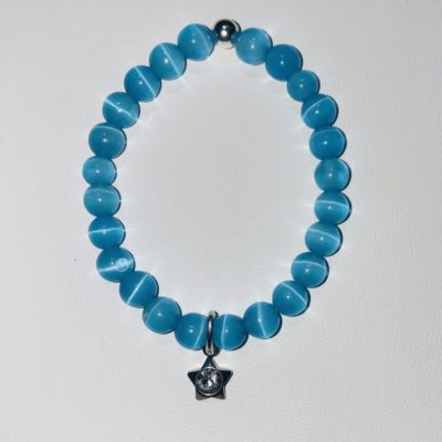 Bracelet oeil de chat bleu de 14 cm