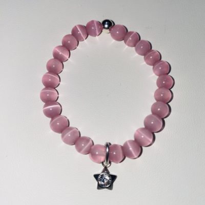 Bracelet Oeil de chat rose 13 cm
