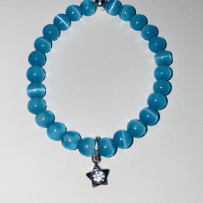 Bracelet oeil de chat bleu de 15 cm