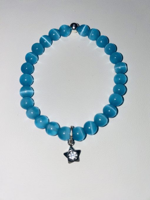 Bracelet oeil de chat bleu de 15 cm