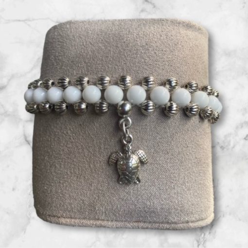 Manchette Tortue Jade blanche Ag