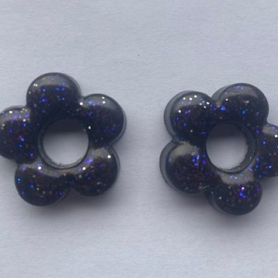 Fleur 1 - noir pailleté bleu