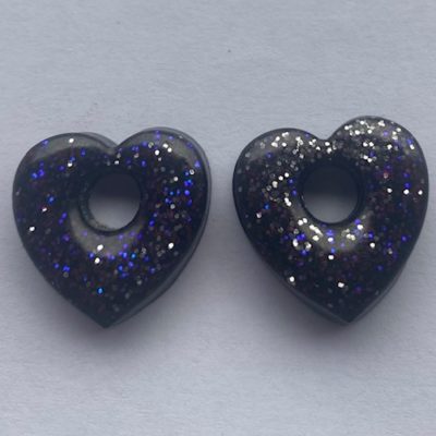 Coeur noir pailleté bleu