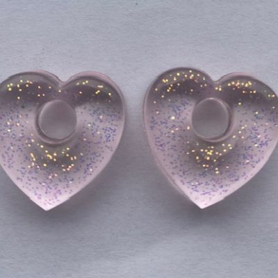 Coeur rose pâle pailleté