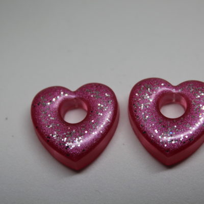 Coeur rose fuchsia pailleté